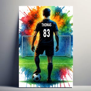 Personalized Football Poster – Customizable Football Gift for Men with First Name and Number | Boys Decoration | Poster, Canvas, Digital