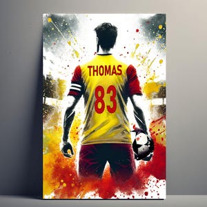 Personalized LENS Football Poster | Customizable Boys Football Poster, Football Gift Idea for Lens Fan with First Name and Number for Men