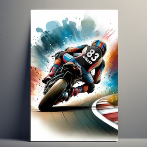 Personalized Biker Poster | Customizable Motorcycle Driver Poster, Illustration Poster Sport Gift Idea First Name Man Biker Decoration
