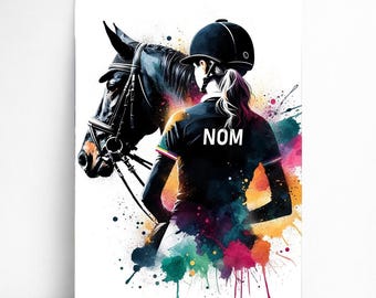 Personalized Horsewoman Poster | Customizable Horse Riding Poster for Girls, Canvas Print Gift Idea, Sporty Name, Woman, Art Fan