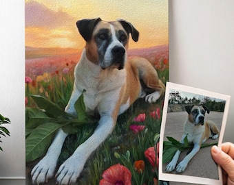 Personalized Portrait of Your Pet – Oil and Watercolor Painting Style – Unique Cat or Dog Gift from Photo Art