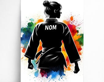 Personalized Judo Poster | Customizable Martial Arts Poster for Girls, Children's Poster, Sports Gift Idea, Personalized Name for Women, Art Decoration
