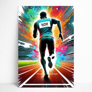 Affiche Personnalisée Coureur | Poster Personnalisable Athlétisme homme, idée de Cadeau pour les fans d'athlétisme Décoration