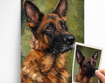 Personalized Dog Portrait in Painting Style – Custom Poster or Canvas of Your Pet – Unique Gift Made from a Photo
