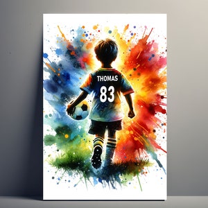 Personalisiertes Fußballspieler-Poster | Anpassbares Poster für Kinder und Jungen, Sport-Geschenkidee, Poster, Vorname, Fußball, Kunstdekoration