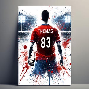Personalized LILLE Football Poster | Customizable Boy Football Poster, Football Gift for Lille Fan with First Name and Number for Men