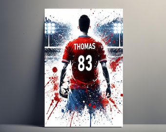 Personalized Lille Football Poster | Customizable Boys' Football Poster, Football Gift for Lille Fans with Name and Number