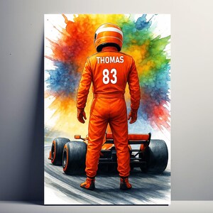 Personalized Formula 1 Driver Poster – Customizable F1 Gift with First Name and Number | Boy Decoration | Poster, Canvas, Digital