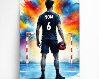 Personalized Handball Poster – Customizable Handball Decoration for Men with First Name and Number | Boy Gift | Poster, Canvas, Digital