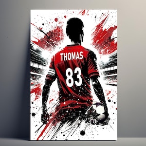 Personalized RENNES Football Poster | Customizable Boy Football Poster, Football Gift for Rennes Fan with First Name and Number for Men