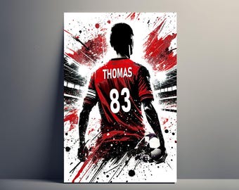 Personalized Rennes Football Poster | Customizable Boys' Football Poster, Football Gift for Rennes Fans with Name and Number