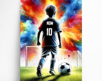 Personalized Football Player Poster | Customizable Children's Poster for Boys, Sports Gift Idea, Name, Football Art Illustration