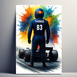Personalized F1 Driver Poster – Customizable Formula 1 Gift with First Name and Number | Boy Decoration | Poster, Canvas, Digital