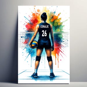 Póster de voleibol personalizado: regalo de voleibol personalizable para mujeres con nombre | Decoración de niña | Póster, lienzo, digital