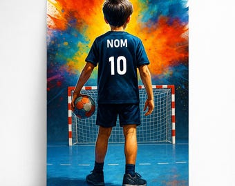 Personalized Handball Player Poster for Boys – Handball Gift for Men with Name and Number | Children's Decoration | Poster, Canvas, Digital