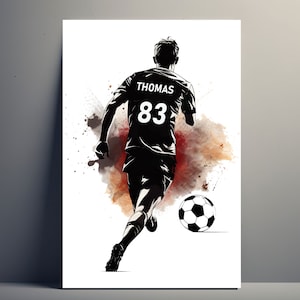 Póster de fútbol personalizado | Póster de fútbol personalizable, póster de lienzo, idea de regalo de fútbol, nombre del niño, decoración artística de fútbol