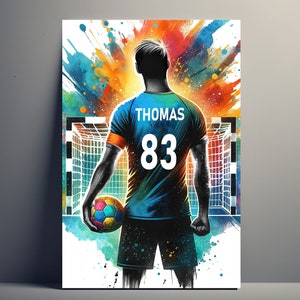 Personalisiertes Handballspieler-Poster | Anpassbares Poster Junge, Poster Illustration Geschenkidee Sport Name Mann Kunst Dekoration