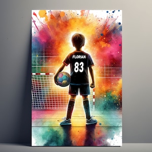 Póster personalizado de jugador de balonmano | Póster de niño personalizable, póster infantil, idea de regalo deportivo, decoración artística con nombre de hombre