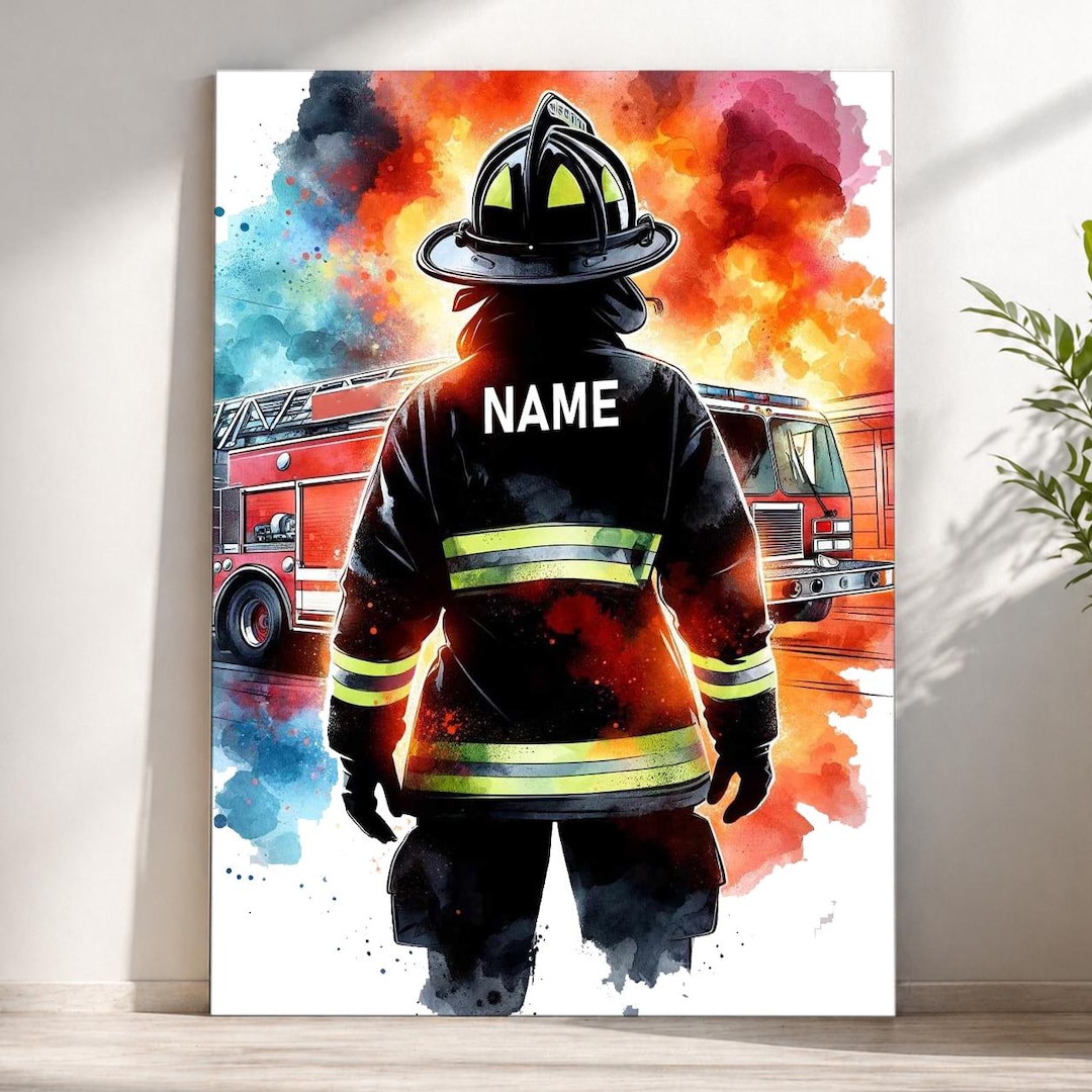 Custom Firefighter Poster - Personalized Fireman Wall Art With Name ...