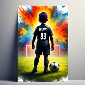 Personalized Football Poster – Customizable Football Gift for Boys with First Name and Number | Children&#39;s Decoration | Poster, canvas, digital