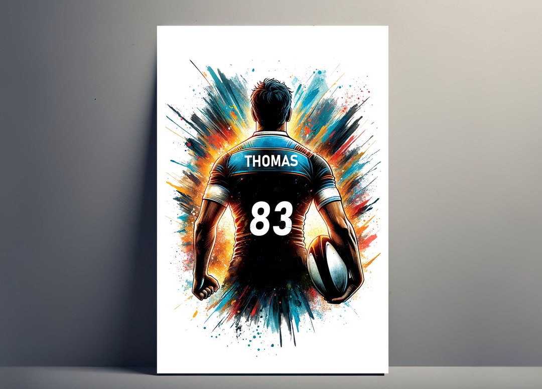 Affiche Personnalisée Joueur Rugby | Poster de Rugby Personnalisable ...