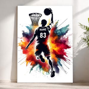 Personalisiertes Basketball-Dunk-Poster | Individuell gestaltbares Basketball-Poster für Herren, Geschenkidee für Sportbegeisterte, mit Jungennamen, Basketball-Kunst