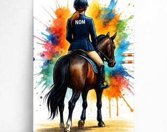 Personalized Horse Riding Poster – Customizable Gift for Women with Name | Horse Decoration for Girls | Poster, Canvas, Digital