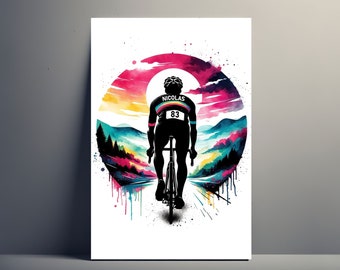 Personlig cyklistposter | Anpassningsbar man på cykelposter, illustration, presentidé, konstdekoration med pojkenamn