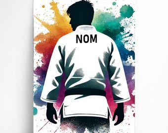 Personalized Judo Poster | Customizable Martial Arts Poster for Men, Judo Poster Gift Idea, Sport, Boy's Name, Art Illustration