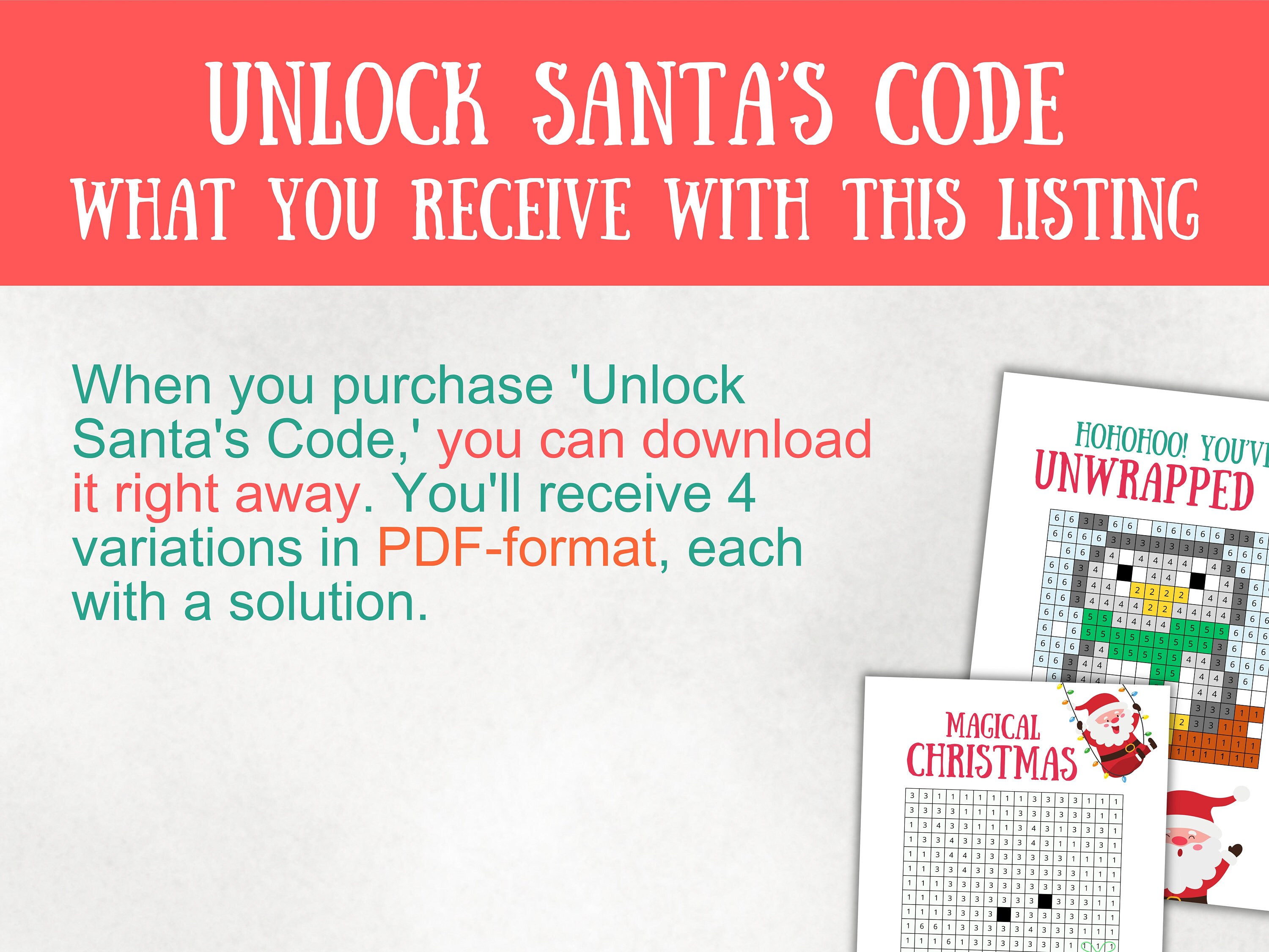 Unlock Santa's Code Printable Christmas Games Christmas - Etsy België