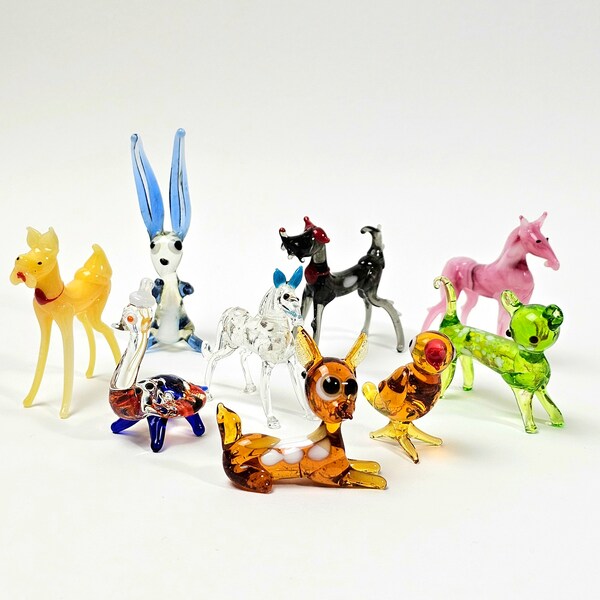 Minature Murano-like Glass Animal Figurines /Cute Glass Animal Figurines /Glass Knick Knack.
