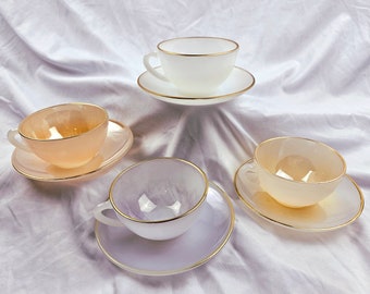 Vintage Acropal France, Opalescent Glass Tea, Coffee Set