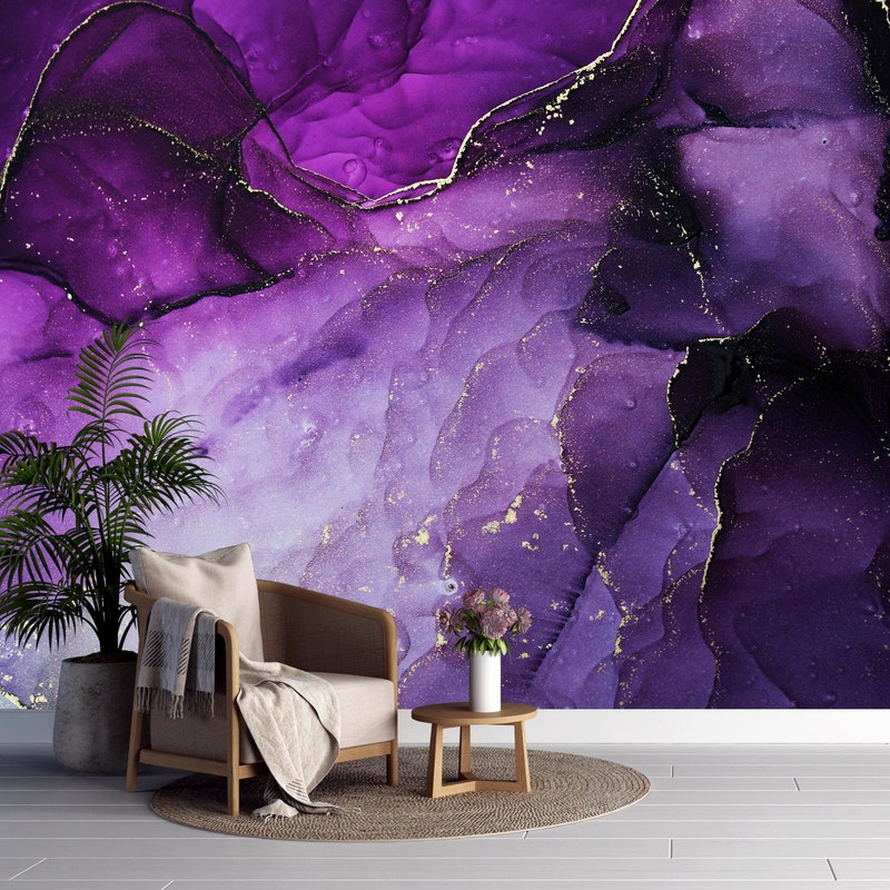 Purple Marble Wallpaper - Etsy