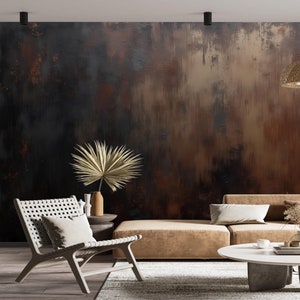 Rusty Copper Textured Wallpaper Peel and Stick,Brown Wall Mural,Dark Ancient Wall Art,Vintage Brown Mural,Antique Wall Decor,Moody Wallpaper