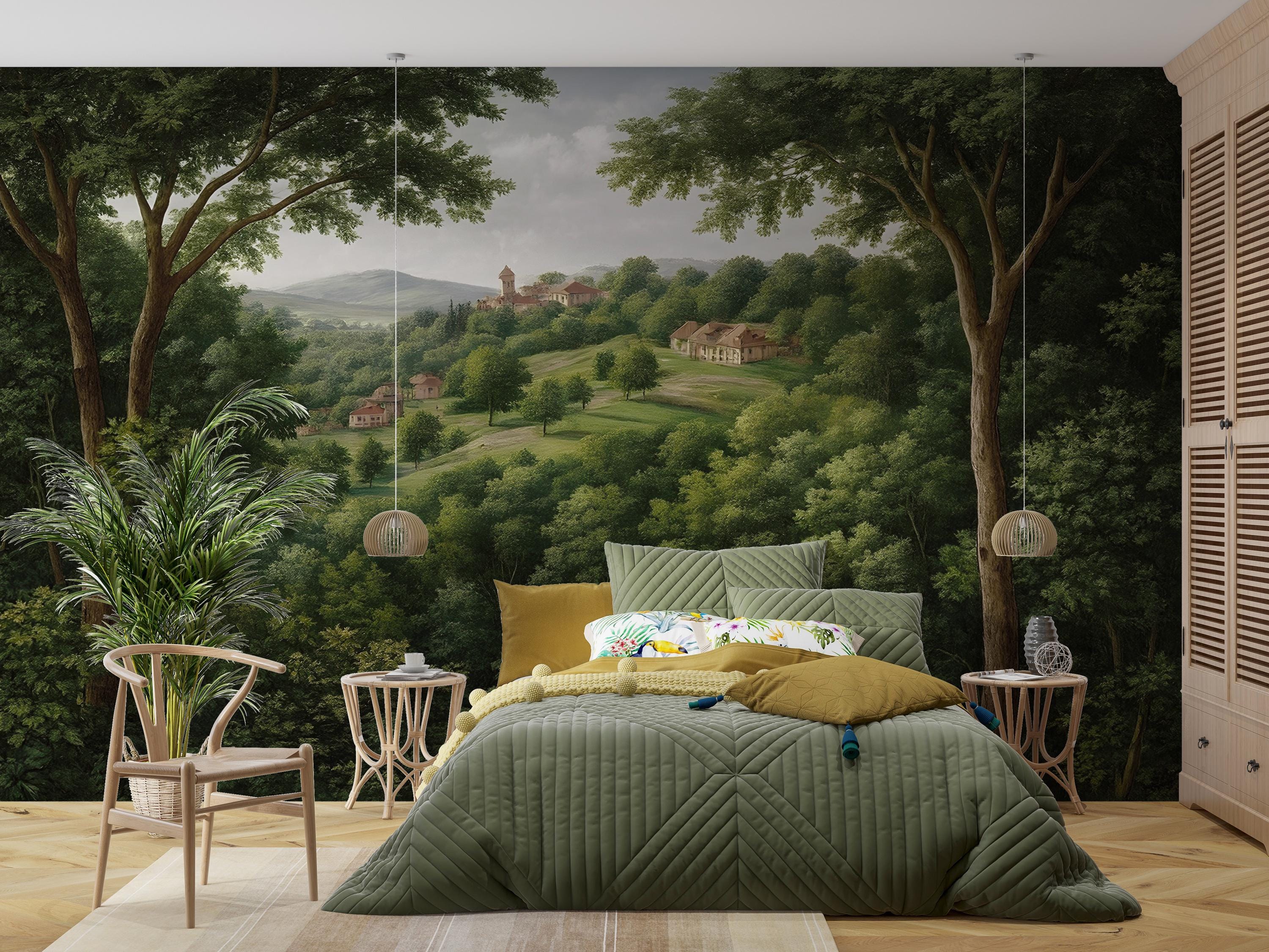 Vintage Trees Landscape Wallpaper Peel and Stick,rustic Forest and ...