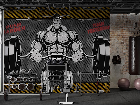 Bodybuilding Wandtattoo – 58x42 Cm Vinyl-Aufkleber, Abnehmbar, Für Gym, Schlafzimmer, Wohnzimmer