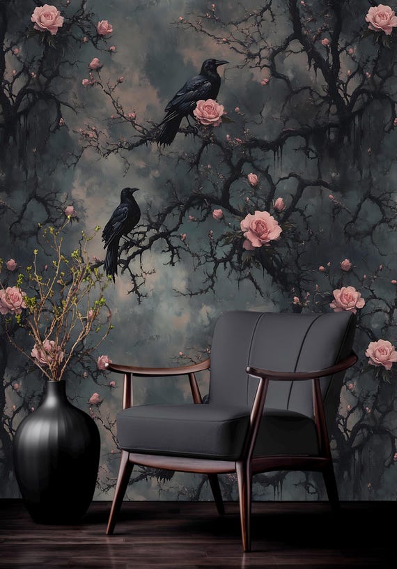 背景ボード　GOTHIC ROOM 〜FLOWER Moody Floral Wallpaper for Elegant Decor