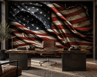 アメリカ国旗の壁紙、剥がして貼るだけ、アメリカ壁画、アンティーク