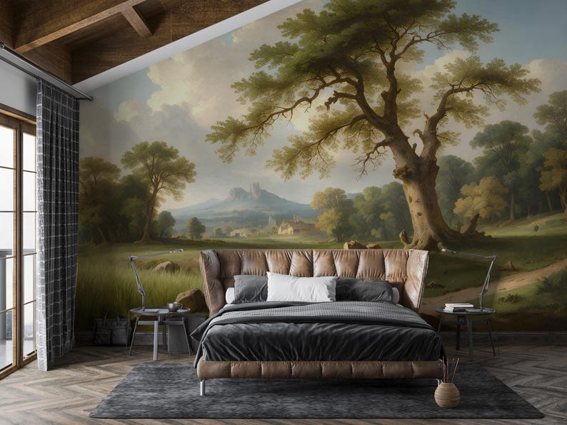 Rural Landscape Wallpaper Peel & Stick,vintage Scene Mural,pastoral ...