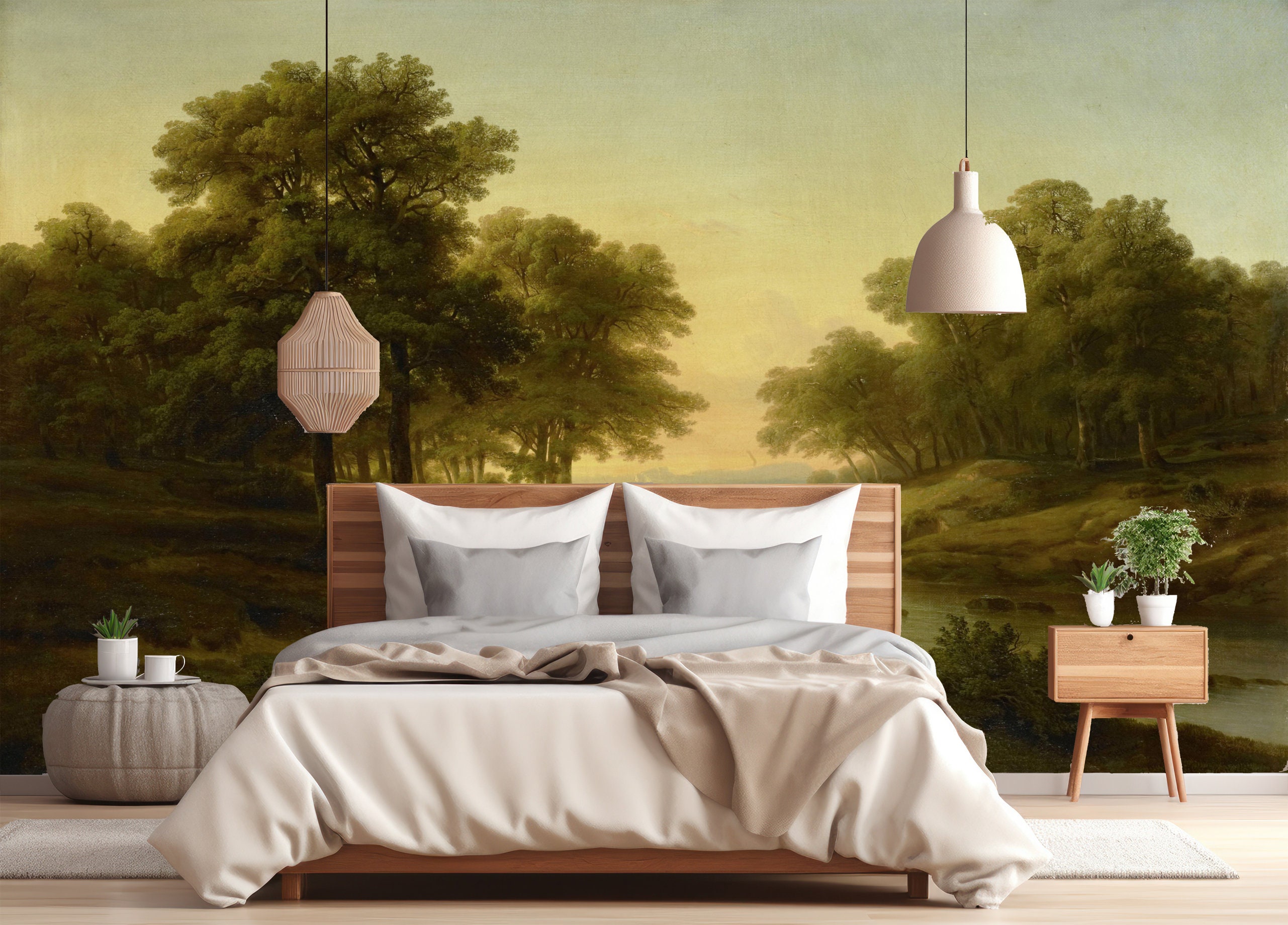 Vintage Landscape Wallpaper Peel and Stick,rural Scene Mural,pastoral ...