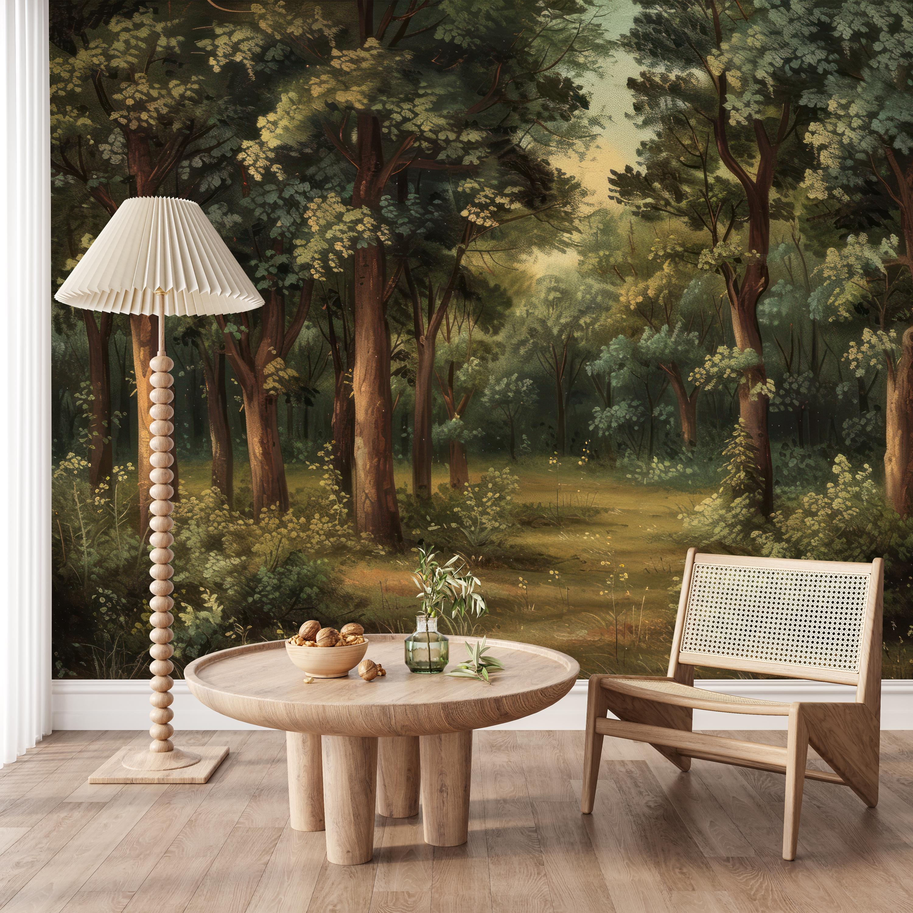 Forest Landscape Wallpaper Peel and Stick,lush Green Trees Mural ...