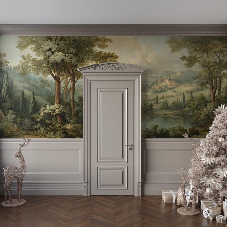 Victorian Pastoral Landscape Wallpaper,vintage Lake Scene Mural,rural ...