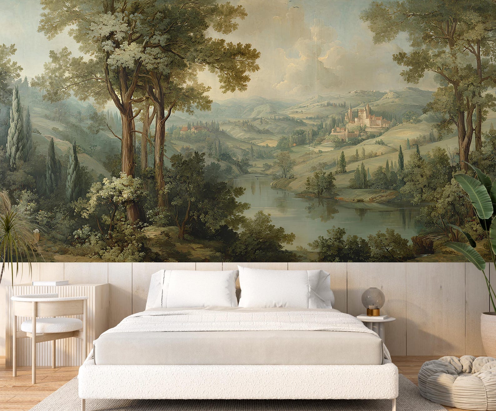 Victorian Pastoral Landscape Wallpaper,vintage Lake Scene Mural,rural ...