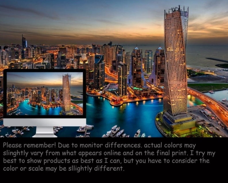 May include: An aerial view of a city skyline at dusk with a tall, modern skyscraper in the foreground. The city is lit up with lights, and there are boats in the water.
