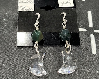 Swarovski Crystal Moon and Star Drop Earrings