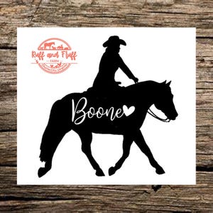 Calcomanía para caballo de rancho / Calcomanía para caballo de trabajo occidental / Calcomanía personalizada con nombre de caballo