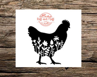Floral Chicken Decal | Hen Decal | Car Decal