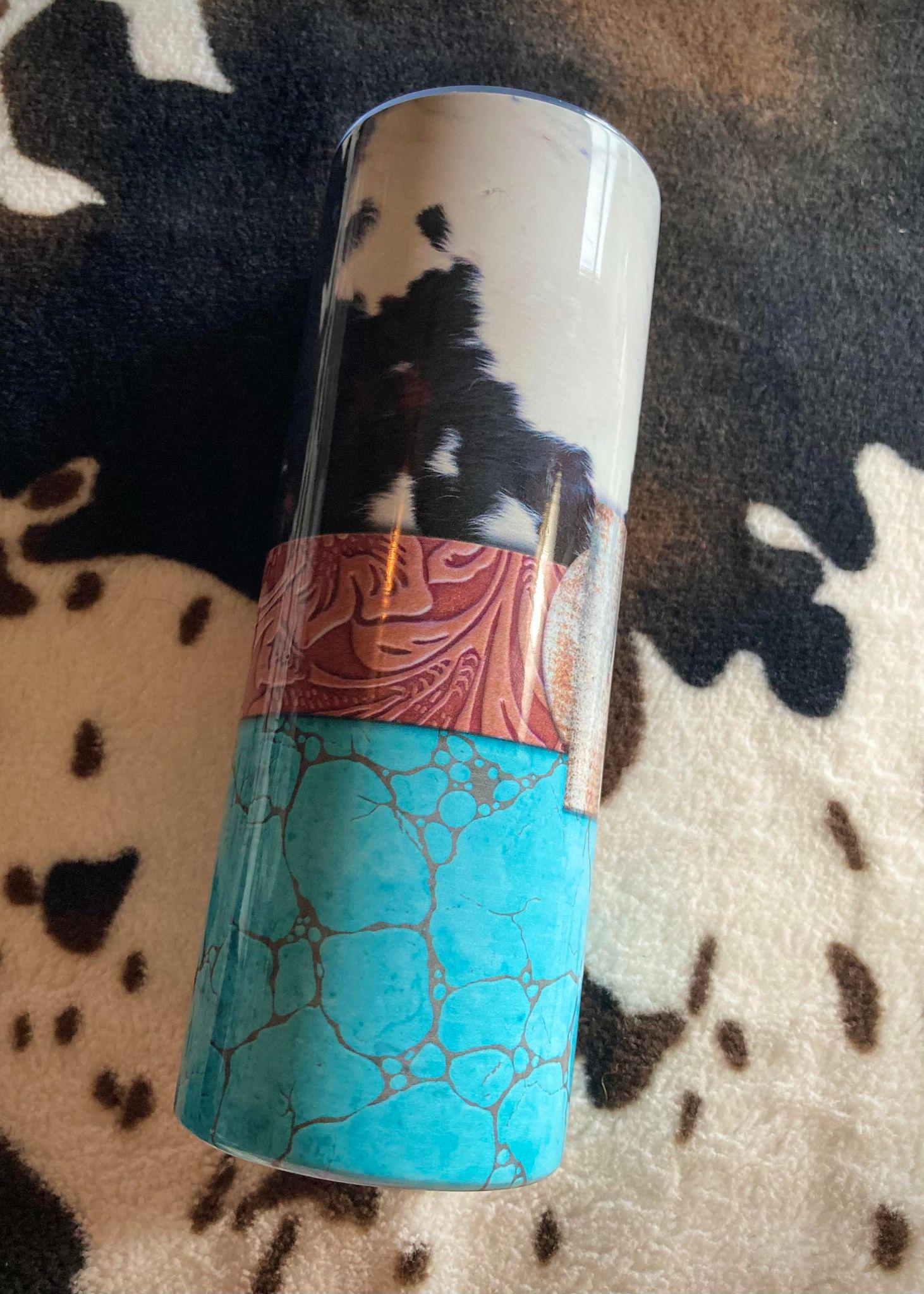 Black and White Cow Print Wide Wyoming Tumbler