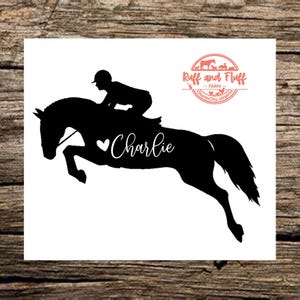 Jumping Horse Decal | Hunter Jumper | Custom Horse Name Decal