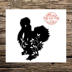 Silkie Chicken Decal | Floral Silkie | Hen Decal | Rooster Decal | Car Decal